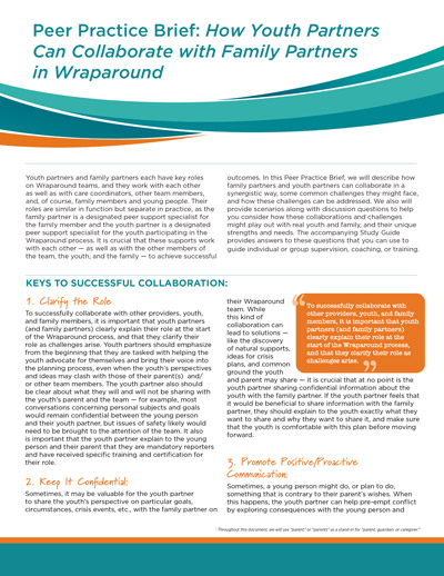 Practice Brief: How Youth Partners Can Collaborate with Family Partners in Wraparound