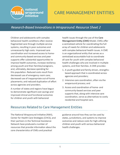 Wraparound Resource Sheet 2: Care Management Entities
