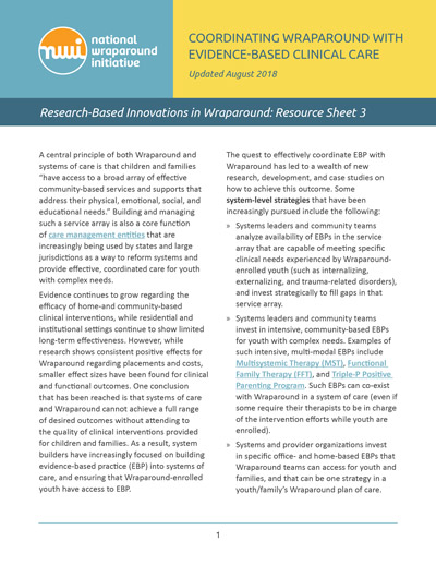 Wraparound Resource Sheet 3: Wraparound with Evidence-Based Clinical Care