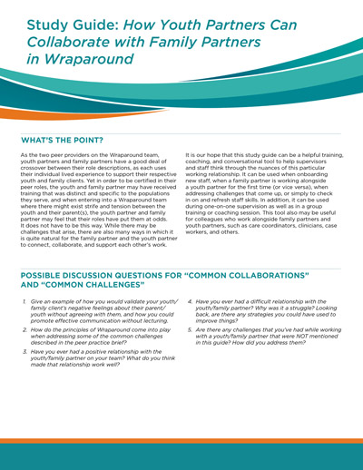 Study Guide: How Youth Partners Can Collaborate with Family Partners in Wraparound