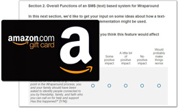 Amazon gift card with survey screenshot